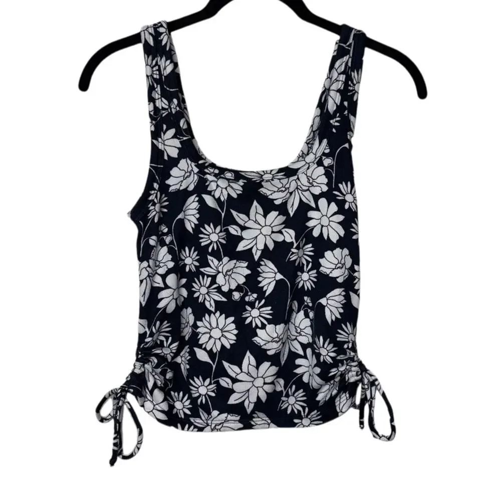 Gilly Hicks Sleep Cami tank women's size medium blue w/ white flowers side ties